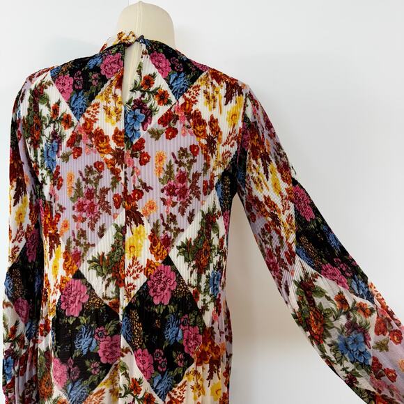 Anthropologie Maeve Shara Pleated Midi Dress Long Sleeve Boho Floral S - Picture 7 of 12